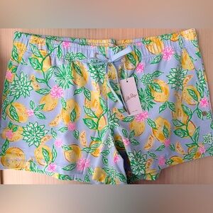 Lilly Pulitzer Loxley Knit Shorts Size XL Bluette Make Lemonade NWT